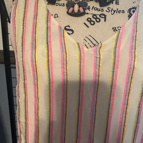 J Brand Yellow and Pink Lucy cami Striped Tank Top - Picture 2 of 7